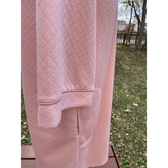 Soft Pink Quilted Zip-Front Nightgown Plus Size 2X 18W-20W Embroidered Neckline - Picture 8 of 9